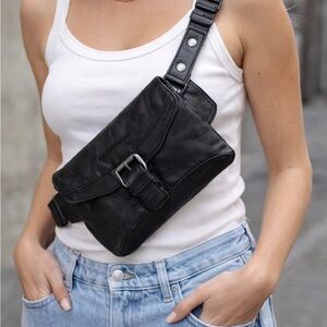 Spikes and Sparrow Black Leather hip or crossbody bag